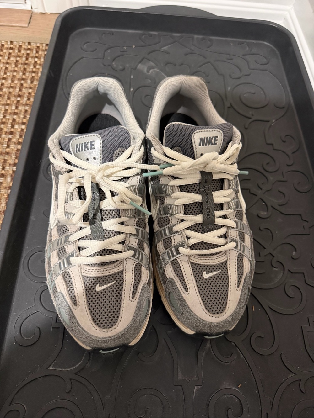 Nike P6000 Running Sneakers in Grey and Cream with Teal Accent